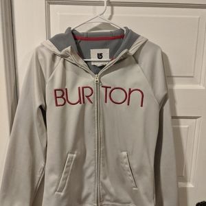 Burton Zip Up Hooded Sweater White Pink Size L